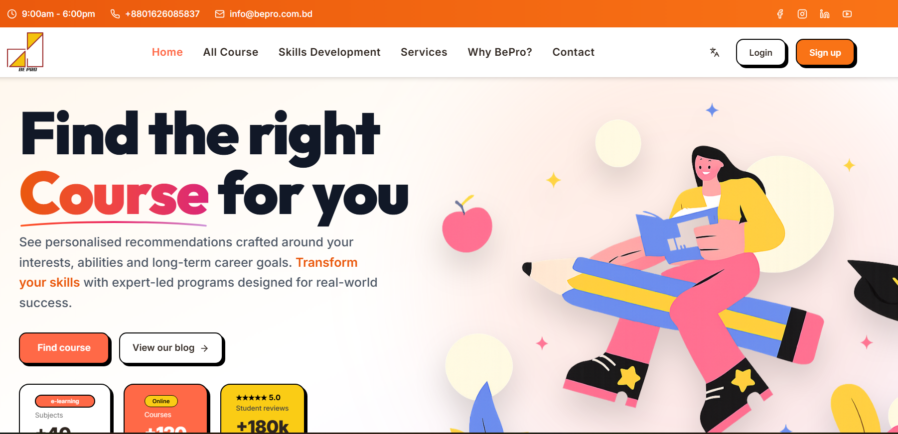 The BePro Training & Consultancy website